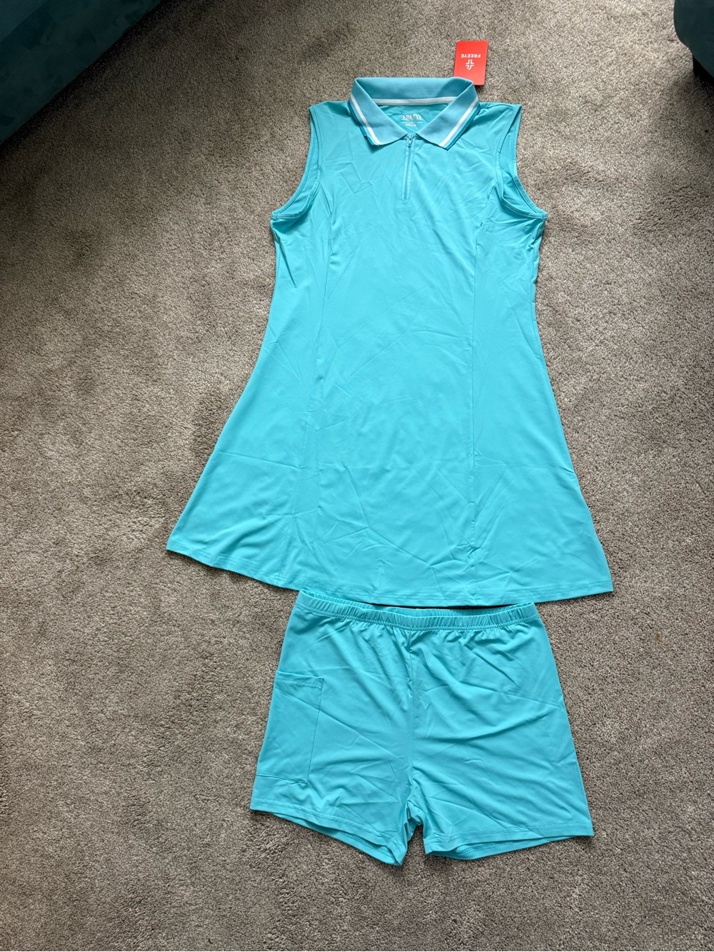 Sleeveless Tennis Polo Mini Dress in Aqua by FREEYE